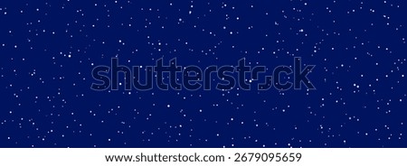 Falling snow seamless background. Repeated white snow at night sky wallpaper. Vector repeating snowfall pattern. White snowflakes, dots, ice specks for Christmas decor. Winter blizzard weather overlay