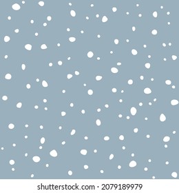 Falling snow seamless pattern. White snow and blue sky vector background. Winter snowfall.