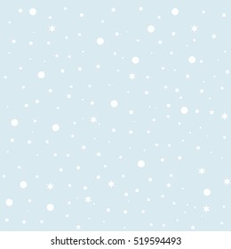 Falling snow seamless pattern. White splash on blue background. Winter snowfall hand drawn spray texture.