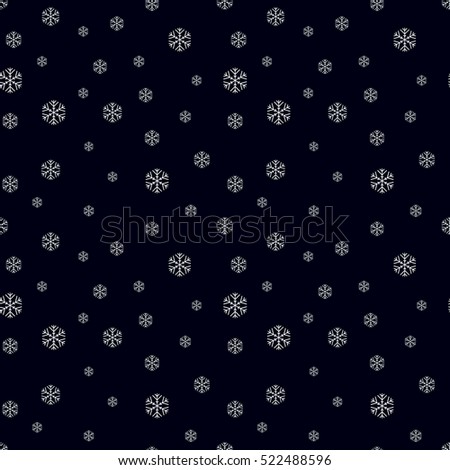 Falling snow. Seamless winter background with snowflakes. Snowfall on a dark background.