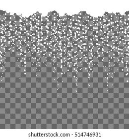 Falling snow seamless.Falling beautiful snow  isolated on transparent background. Snowflakes, snowfall vector illustration