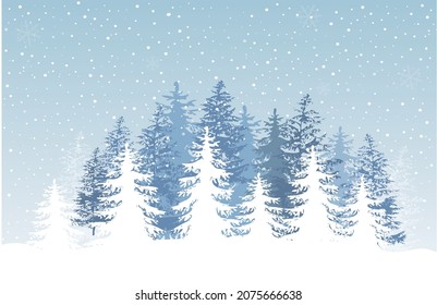 Nieve en caída con cielo y árboles de fondo