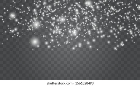 Falling snow, snowflake. Holiday Winter background for Merry Christmas and Happy New Year. Xmas snow flake pattern. Magic white snowfall texture. Winter snowstorm.  Vector illustration EPS10