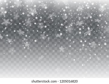 Falling snow, snowflakes. Christmas and New Year background. Vector illustration

