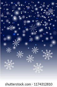 falling snow and snowflakes on a dark background vector