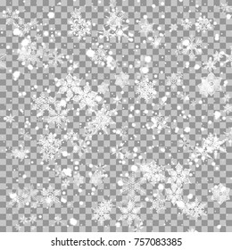 Falling snow. Snowflakes, snowfall. Celebration Banner for Christmas and New Year . Winter backdrop.