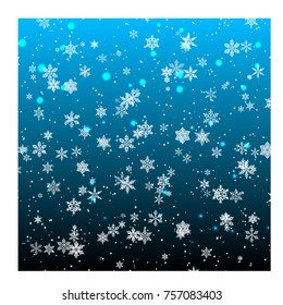 Falling snow. Snowflakes, snowfall. Celebration Banner for Christmas and New Year . Winter backdrop.