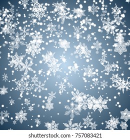 Falling snow. Snowflakes, snowfall. Celebration Banner for Christmas and New Year . Winter backdrop.