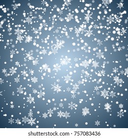 Falling snow. Snowflakes, snowfall. Celebration Banner for Christmas and New Year . Winter backdrop.