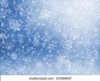 Falling snow texture. Winter festive background. Vector Illustration