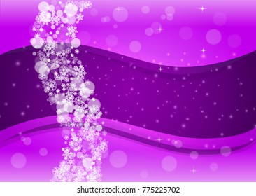 Falling snow with ultraviolet snowflakes. New Year snowy backdrop. Winter frame for flyer, gift card, party invite, retail offer and ad. Christmas trendy background. Holiday banner with falling snow