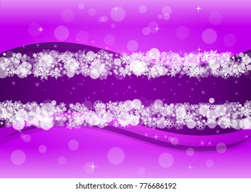 Falling snow with ultraviolet snowflakes. New Year snowy backdrop. Winter frame for gift coupons, vouchers, ads, party events. Christmas trendy background. Holiday banner with falling snow