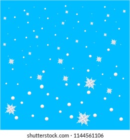 falling snow vector 3D illustration on blue background