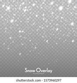 Falling snow vector background. Christmas decoration background with snoflakes. Magic snowfall winter effect.