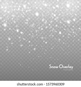 Falling snow vector background. Christmas decoration background with snoflakes. Magic snowfall winter effect.