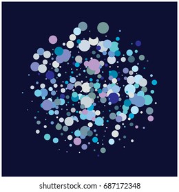 Falling Snow Vector Confetti. Christmas, Birthday, New Year Festive Frame. Cold Weather Background. Rich, Shiny Blue or Silver Confetti Dust Glitter. Holiday Decoration, Snowfall at Night. Jolly Mood.