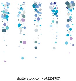 Falling Snow Vector Confetti. Christmas, Birthday, New Year Festive Frame. Cold Weather Background. Rich, Shiny Blue or Silver Confetti Dust Glitter. Holiday Decoration, Snowfall at Night. Jolly Mood.