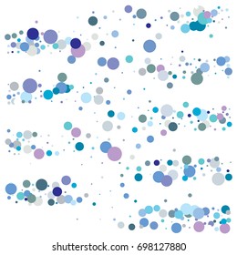 Falling Snow Vector Confetti. Christmas, Birthday, New Year Festive Frame. Cold Weather Background. Rich, Shiny Blue or Silver Confetti Dust Glitter. Holiday Decoration, Snowfall at Night. Jolly Mood.