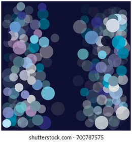 Falling Snow Vector Confetti. Christmas, Birthday, New Year Festive Frame. Cold Weather Background. Rich, Shiny Blue or Silver Confetti Dust Glitter. Holiday Decoration, Snowfall at Night. Jolly Mood.