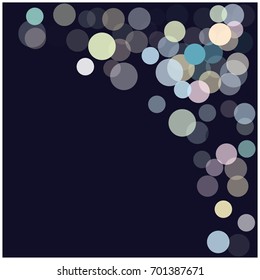Falling Snow Vector Confetti. Christmas, Birthday, New Year Festive Frame. Cold Weather Background. Rich, Shiny Blue or Silver Confetti Dust Glitter. Holiday Decoration, Snowfall at Night. 