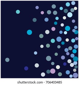 Falling Snow Vector Confetti. Christmas, Birthday, New Year Festive Frame. Cold Weather Background. Rich, Shiny Blue or Silver Confetti Dust Glitter. Holiday Decoration, Snowfall at Night. Jolly Mood.