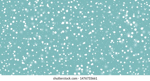 Falling snow. Vector illustration. White snowflakes on blue background. Snow Background.