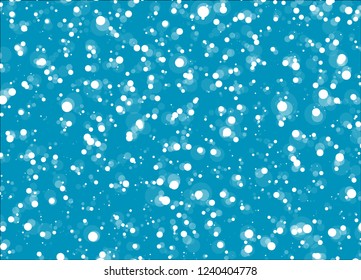 Falling snow vector on blue background.