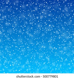 Falling snow winter background, horizontally seamless vector illustration.