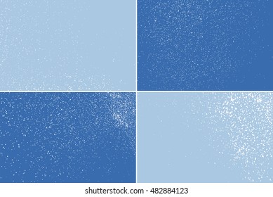 Falling snow winter background. Set white abstract texture on blue background. Vector illustration,eps 10.