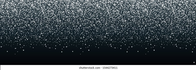 Falling Snow. Winter Christmas Illustration. Snowfall on dark background. Snow with Snowflakes vector illustration. Realistic little Christmas Snow Panorama view. Eps10