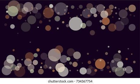 Falling Snow Winter Confetti, Festive Bokeh Lights. Celebration Winter Background, New Year, Christmas Holiday Decoration. Shining Festive Bokeh Lights, Round Snowflakes, Falling Snow Winter Confetti.