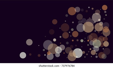 Falling Snow Winter Confetti, Festive Bokeh Lights. Celebration Winter Background, New Year, Christmas Holiday Decoration. Shining Festive Bokeh Lights, Round Snowflakes, Falling Snow Winter Confetti.