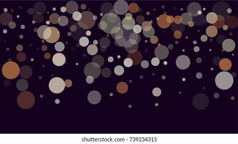 Falling Snow Winter Confetti, Festive Bokeh Lights. Celebration Winter Background, New Year, Christmas Holiday Decoration. Shining Festive Bokeh Lights, Round Snowflakes, Falling Snow Winter Confetti.