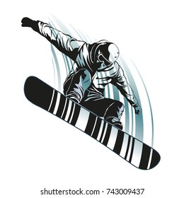 Falling snowboarder