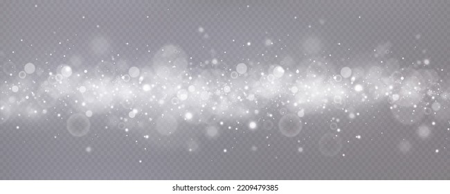 Falling snow.Christmas background.Snow blizzard.Transparent background.Light effect.