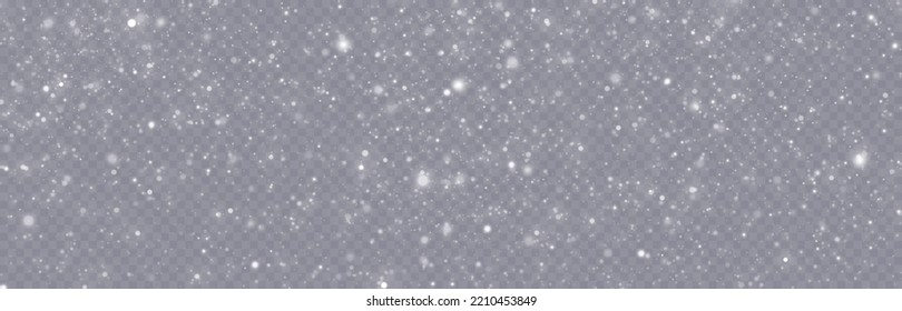 Falling snow.Christmas background.Snow blizzard.Transparent background.Light effect.