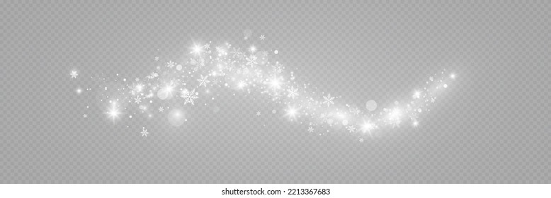 Falling snow.Christmas background.Snow blizzard.Transparent background.Light effect.