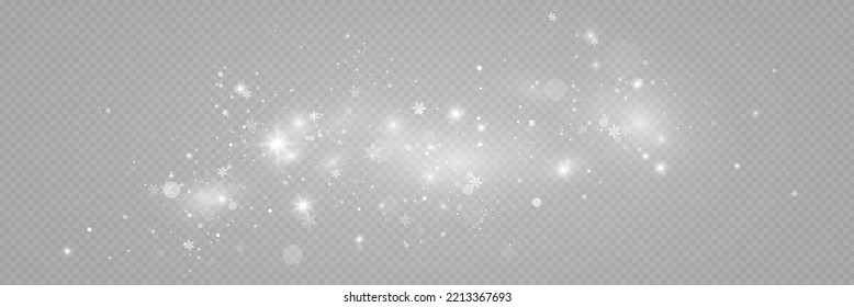 Falling snow.Christmas background.Snow blizzard.Transparent background.Light effect.
