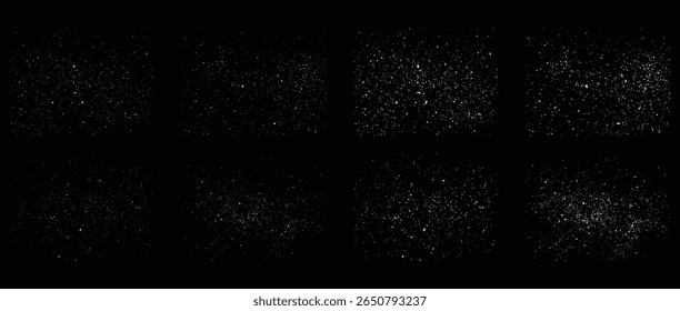 Conjunto de diseño de fondo aislado de textura de grunge de copo de nieve caída