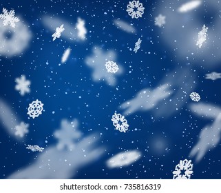 Falling snowflake winter holidays Christmas or Happy New Year vector background. EPS10