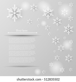 Falling snowflakes background with place for your text.