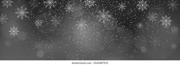 Falling snowflakes background. Winter snowfall design background. Vector illustration
