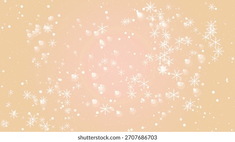 Copos de nieve que caen y efecto bokeh en un fondo suave del gradiente del melocotón y del rosa
