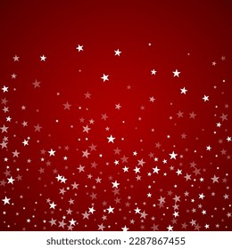 Fallende Schneeflocken Weihnachtshintergrund. Subtile fliegende Schneeflocken und Sterne auf christlich-rotem Hintergrund. Schneeflocken-Overlay mit schönem Abfallen. Square, Vektorgrafik.