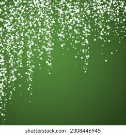 Fallende Schneeflocken Weihnachtshintergrund. Subtile fliegende Schneeflocken und Sterne auf Weihnachtsgrünem Hintergrund. Schneeflocken-Overlay mit schönem Abfallen. Square, Vektorgrafik.