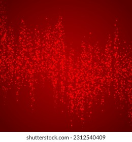 Falling snowflakes christmas background. Subtle flying snow flakes and stars on christmas red background. Beautifully falling snowflakes overlay. Square vector illustration.
