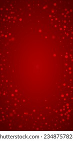 Falling snowflakes christmas background. Subtle flying snow flakes and stars on christmas red background. Beautifully falling snowflakes overlay. Vertical vector illustration.