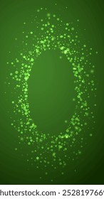 Falling snowflakes christmas background. Subtle flying snow flakes and stars on christmas green background. Beautifully falling snowflakes overlay. Vertical vector illustration.
