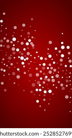 Falling snowflakes christmas background. Subtle flying snow flakes and stars on christmas red background. Beautifully falling snowflakes overlay. Vertical vector illustration.