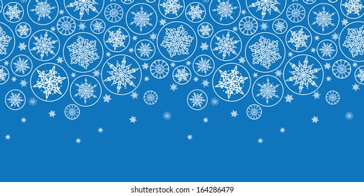 Falling Snowflakes Horizontal Border Seamless Pattern Background